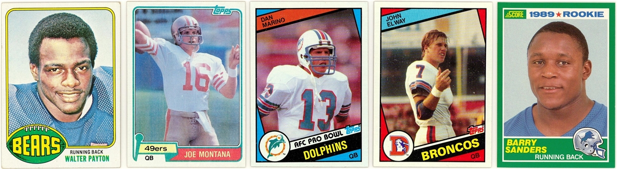 1976-1989 Topps and Score Football Hall of Fame Rookie Cards Collection (5 Different) Including Payton and Montana